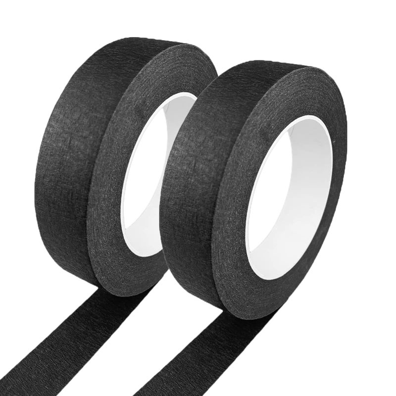 Zellykool Black Masking Tape, 1 Inch x 55 Yards, 2 Rolls, Painters Tape for Painting, Home, Office, School Stationery, Arts, Crafts, Decoration - Image 1